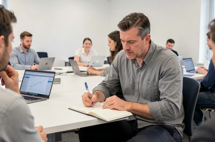 Homme participant à un atelier de formation professionnelle pour sa réinsertion dans un centre d'accompagnement collectif