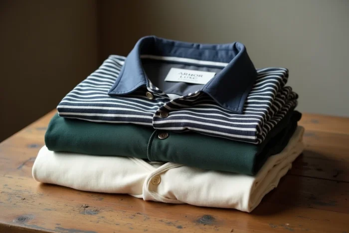 Vêtements Armor Lux achetés chez Intermarché posés sur une table, comparatif qualité prix